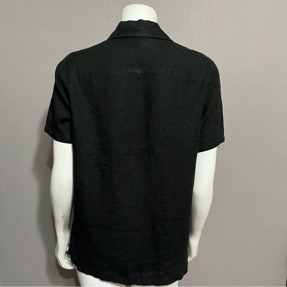 SOLD⭐️Comfy 100% Linen Black Short Sleeve Shirt Sz-Medium - Picture 4 of 9